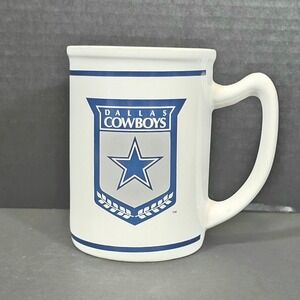Vtg Dallas Cowboys Coffee Mug NFL Team Logo White Blue Ceramic Drinkware‎
